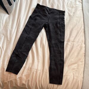 Lululemon Fast and Free Black Camouflage Leggings